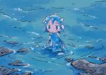  1girl 1nupool ahoge blue_eyes highres liquid_hair original outdoors solo water water_elemental 
