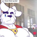  &lt;3 1:1 2022 anthro big_muscles big_pecs canid canine canis cape clothed clothing dc_comics domestic_dog english_text eyebrows fizzyjay frown fur hi_res inside instagram krypto krypto_the_superdog male mammal muscular muscular_anthro muscular_male nipples number pecs selfie solo text topless topless_anthro topless_male tuft 