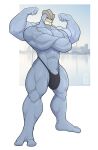  2022 abs alpha_pok&eacute;mon anthro biceps big_bulge big_muscles bulge clothing flexing genitals hi_res huge_muscles looking_at_viewer machamp male muscular muscular_anthro muscular_male navel nintendo pecs penis pok&eacute;mon pok&eacute;mon_(species) quads simple_background smile solard0gg0 solo standing teeth thong underwear video_games 