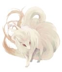  bokuhitu full_body looking_away looking_to_the_side multiple_tails ninetales no_humans pokemon pokemon_(creature) red_eyes simple_background solo standing tail white_background 