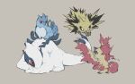  articuno bird bird_on_back bokuhitu fighting flying looking_at_another looking_to_the_side lugia lying moltres no_humans pokemon pokemon_(creature) pokemon_(game) pokemon_gsc pokemon_rgby simple_background zapdos 