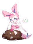  &lt;3 absurd_res anthro blue_eyes blush clothing egg english_text female footwear fur hi_res legwear looking_at_viewer nintendo pink_body pink_fur pok&eacute;mon pok&eacute;mon_(species) pok&eacute;morph shoes simple_background solo speech_bubble stockings text thick_thighs tokonuri video_games white_background white_body white_fur 