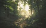  cloud commentary_request day forest kuma_(darakehoudai) nature no_humans original outdoors scenery sky trail 