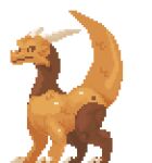  2022 ambiguous_gender animated brown_body brown_legs brown_neck claws digital_media_(artwork) dragon feral horn iltedaliu low_res muscular orange_body orange_scales pixel_(artwork) pixel_animation quadruped scales scalie short_playtime simple_background solo white_background white_claws white_horn 