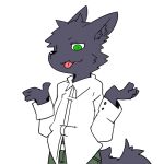  1:1 2021 anthro black_nose bottomwear canid canine canis cheek_tuft clothing digital_media_(artwork) facial_tuft fur green_bottomwear green_clothing green_eyes green_pants hair half-length_portrait kemono male mammal nifuramu_(pizademokttero) pants pizademokttero portrait purple_body purple_fur shirt solo tongue tongue_out topwear tuft white_clothing white_shirt white_topwear wolf 