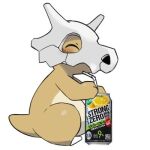  1:1 2021 ambiguous_gender anthro belly beverage beverage_can bone brown_body countershading cubone digital_media_(artwork) eyes_closed feral low_res mask nintendo pizademokttero pok&eacute;mon pok&eacute;mon_(species) simple_background skull skull_mask soda solo tan_belly tan_body tan_countershading video_games white_background 