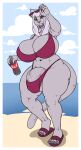  absurd_res anthro beach beverage big_breasts big_penis bra breasts bulge canid canine canis clothing curvy_figure eyewear eyewear_on_head fan_character footwear genitals grey_body gynomorph hair half-erect hi_res hornyzhopa huge_breasts huge_penis ineffective_clothing intersex lips long_hair looking_at_viewer mammal midriff navel panty_bulge penis red_eyes sandals sea seaside soda soft_drink solo standing sunglasses sunglasses_on_head thick_lips thick_penis thick_thighs underwear water wide_hips wolf 