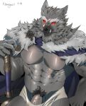  2022 abs anthro barazoku biceps big_muscles blaidd_(elden_ring) canid canine canis cape claws clothed clothing dated elden_ring erection erection_under_clothing fromsoftware fur genitals hi_res huge_muscles looking_at_viewer lupus5903 male mammal melee_weapon muscular muscular_anthro muscular_male navel nipples obliques pecs penis pubes scar signature simple_background solo standing sword teeth topless topless_anthro topless_male tuft underwear vein veiny_muscles veiny_penis video_games weapon white_background wolf 