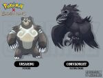  artist_name bear bird bromojumbo character_name copyright_name corviknight crossover elden_ring full_body grey_background highres no_humans pokemon pokemon_(creature) ursaring 