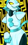  anthro blue_hair ctrl-atl-replace7888 darkner deltarune disembodied_hand domestic_cat felid feline felis female fur glowing glowing_eyes hair hi_res humanoid machine mammal robot robot_humanoid solo tasque_manager undertale_(series) video_games white_body white_fur wide_hips 