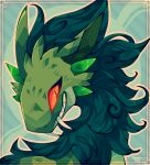  dragon emerald_dragon fangs fur gem green_body green_fur green_scales headshot_portrait invalid_tag orange_eyes portrait retter scales scalie terenry 