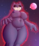  2022 4_fingers absurd_res anthro areola belly big_areola big_breasts black_sclera breasts chubby_anthro chubby_belly chubby_female claws demon demonic digital_drawing_(artwork) digital_media_(artwork) epileptic_goat eyelashes female fingers gengar genitals hi_res huge_breasts humanoid hyper hyper_genitalia looking_at_viewer looking_down macro mammal mega_evolution mega_gengar menacing_(disambiguation) monster nintendo nipples not_furry nude overweight planet pok&eacute;mon pok&eacute;mon_(species) portrait pudgy_belly purple_areola purple_body purple_nipples purple_skin pussy red_aura shaded sharp_teeth slightly_chubby smile soft_belly solo spikes spikes_(anatomy) teeth thick_eyelashes thick_thighs unusual_anatomy video_games wide_hips 
