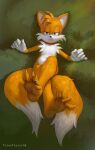  2022 5_fingers 5_toes anthro barefoot blue_eyes canid canine claws clothing dipstick_tail feet fingers foot_focus fox fur gloves handwear hi_res humanoid_feet looking_at_viewer looking_up male mammal markings miles_prower narrowed_eyes sega signature soles solo sonic_the_hedgehog_(series) tail_markings toe_claws toes totesfleisch8 unimpressed white_body white_fur yellow_body yellow_fur young 