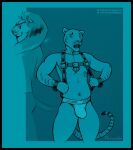  anthro baggy_clothing bulge clothing duo eyewear father father_and_child father_and_son felid genital_outline glasses harness hybrid jockstrap liger lion mainlion male mammal mane mostly_nude nipples pantherine parent parent_and_child penis_outline son underwear 