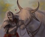  armor bloody_wolf_(elden_ring) breastplate elden_ring gauntlets heart highres horns horse pauldrons shoulder_armor sleepysolaire spoken_heart tarnished_(elden_ring) torrent_(elden_ring) 