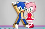  absurd_res amy_rose anthro bdsm blue_body bodily_fluids bondage bound clothed clothing cum duo female genital_fluids genitals green_eyes hi_res male male/female open_mouth penis sega sonic_the_hedgehog sonic_the_hedgehog_(series) wall_(structure) xtianz 