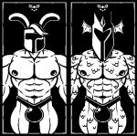  2d_animation abs animated anthro areola armor barazoku black_and_white bulge clothed clothing dragon duo hair headgear helmet lagomorph leporid looking_at_viewer loop male male/male mammal monochrome motion_tweening muscular muscular_anthro muscular_male nipples pecs rabbit rg01_(undertale) rg02_(undertale) scales scalie simple_background topless undertale undertale_(series) underwear ursa-m1nor video_games 