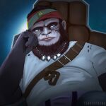  anthro beard beyond_good_and_evil_(game) beyond_good_and_evil_2 clothing facial_hair hi_res knox_(beyond_good_and_evil_2) male mammal neutral_expression primate sarossyeena shirt solo topwear ubisoft video_games 