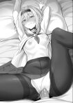  1boy 1girl absurdres bed_sheet blush breasts censored clenched_teeth clothes_lift clothing_aside covered_navel eyebrows_visible_through_hair greyscale hair_intakes hair_ornament hairband hetero highres ijima_yuu long_sleeves looking_at_viewer lying missionary monochrome mosaic_censoring nipples on_back panties panties_aside pantyhose penis pussy ryuuou_no_oshigoto! sex shirt_lift short_hair small_breasts snowflake_hair_ornament solo_focus sora_ginko tearing_up teeth thighband_pantyhose trembling underwear vaginal 