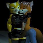  absurd_res anthro breast_expansion breasts duo erection expansion fox_mccloud gynomorph gynomorph/male hi_res intersex intersex/male latex male nintendo star_fox themeshow101 video_games 