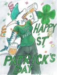  anthro beverage celebration clothed clothing clover confetii drinking female fish holidays marine mugs nyghtmar3 party roxy shamrock shark solo stpatricksday2022 stpatricksdayart tigershark twohands 