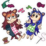  alpha_channel animal_crossing animated barefoot eulipotyphlan fabric feet female floating hair hedgehog hi_res mabel_able mammal messy_hair nintendo sable_able sewing sewing_needle sibling simple_background sister sisters smile tired tired_eyes transparent_background unknown_artist video_games 