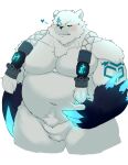  2022 anthro belly blush dragon_night800 hi_res kemono league_of_legends male mammal moobs navel overweight overweight_male polar_bear riot_games simple_background solo ursid ursine video_games volibear white_background white_body 