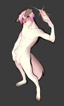  2022 anthro canid canine canis digital_media_(artwork) domestic_dog feet fingers genitals hair male mammal navel ni70 nude penis pink_hair solo toes 