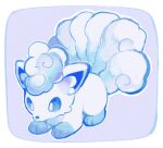  alolan_vulpix animal_focus blue_eyes border commentary_request fox full_body kantarou_(8kan) looking_down no_humans pokemon pokemon_(creature) solo toes white_border 