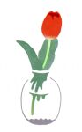  artist_name blending chromatic_aberration flower hirasawa_minami leaf no_humans no_lineart original partially_immersed red_flower red_tulip refraction simple_background still_life transparent tulip vase water white_background 