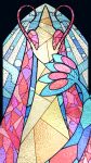  blue_background commentary_request faceless facing_viewer highres milotic muguet no_humans pokemon pokemon_(creature) stained_glass straight-on upper_body 
