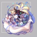  :o black_flower closed_eyes commentary_request floette flower framed grey_background holding holding_flower no_humans open_mouth pokemon pokemon_(creature) solo viinca_(perivinca) 