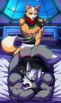  absurd_res anthro biceps big_muscles canid canine canis clothed clothing drks duo fox fox_mccloud fur hi_res male male/male mammal muscular muscular_anthro muscular_male nintendo obedience panties purple_clothing purple_panties purple_underwear spanking spankings_markings star_fox submissive submissive_male underwear video_games wolf wolf_o&#039;donnell 