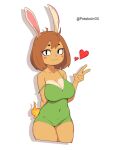  &lt;3 anthro big_breasts breasts brown_body brown_fur brown_hair chelizi_(diives) cleavage clothed clothing female fur hair hi_res humanoid lagomorph leporid mammal potatoartox rabbit simple_background smile solo white_background xingzuo_temple 