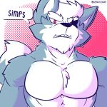  2022 abs anthro big_muscles big_pecs border canid canine canis dialogue dotted_background english_text eye_patch eyebrows eyewear fizzyjay front_view frown fur hair half-length_portrait hi_res looking_at_viewer male mammal muscular muscular_anthro muscular_male nintendo nude pattern_background pecs pink_background portrait reaction_image simp simple_background solo star_fox talking_to_viewer teeth text tuft url video_games white_border wolf wolf_o&#039;donnell 