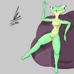  amphibian amphibian_humanoid animal_humanoid anthro biphony_(rubbish_chameleon) cosmosarts female frog frog_humanoid genitals green_body green_nipples hi_res humanoid nipples pubes pubic_(disambiguation) pussy rubbish_chameleon sitting solo 