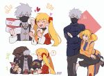  ... 10birthday10 1boy 1girl ? black_eyes blonde_hair blue_eyes breasts character_request closed_eyes dog eating eyebrows_visible_through_hair facial_mark food genderswap genderswap_(mtf) grey_hair grin hatake_kakashi holding holding_food jewelry long_sleeves mask multiple_views naruko_(naruto) naruto_(series) naruto_shippuuden necklace one_eye_closed pakkun_(naruto) pantyhose parted_lips scar scar_across_eye simple_background smile speech_bubble teeth twintails uzumaki_naruto watermark whisker_markings white_background 