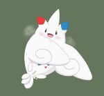  blush bodily_fluids breath cum cum_from_pussy cum_in_pussy cum_inside female feral genital_fluids genitals green_background hi_res minami_(artist) nintendo open_mouth panting pok&eacute;mon pok&eacute;mon_(species) pussy simple_background solo tears togekiss video_games white_body 