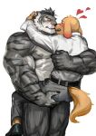  &lt;3 2022 abs absurd_res anthro anthro_on_anthro belt biceps big_muscles blush bottomwear canid canine canis carrying claws clothed clothing domestic_dog dress_shirt duo embrace eyebrows eyes_closed felid footwear fur hair hi_res hug huge_muscles love male male/male mammal muscular muscular_anthro muscular_male nipples nose_to_nose open_mouth open_smile pantherine pants pecs romantic romantic_couple scar shirt shoes simple_background size_difference smile teeth tiger topless topless_anthro topless_male topwear traver009 triceps tuft vein veiny_muscles white_background 