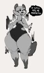  absurd_res anthro athletic_wear black_and_white dialogue female flat_chested foxialewd hi_res huge_hips huge_thighs kaz_(foxialewd) looking_at_clothing looking_at_object looking_at_self mammal monochrome mustela mustelid musteline solo stoat talking_to_viewer thick_thighs true_musteline wide_hips 