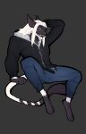  2022 anthro digital_media_(artwork) feet felid feline fingers hair male mammal ni70 simple_background solo toes white_hair 