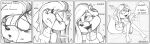  absurd_res ahegao anthro barefoot bite biting_lip breasts comic ear_piercing english_text feet female hair hi_res long_hair looking_pleasured mammal marianne_oksin monochrome nipple_outline piercing scratching_ear scratching_self sitting solo speech_bubble text unbakable 