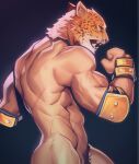  biceps black_body black_fur elbow_pads fangs felid fist for_a_head fur holo_eden human hybrid jaguar king_(tekken) male mammal mask muscular muscular_male nude pantherine pose pubes scar solo tekken video_games white_body white_fur wrestler yellow_body yellow_fur 