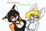  anthro big_breasts blush breasts canid canine duo fan_character female fox mammal maxine_boulevard nana pace-maker thick_thighs 