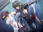  2girls annerose_vajra bdsm black_hair bondage bound breasts brown_hair cg game_cg kagami kagami_hirotaka koutetsu_no_majo_anneroze large_breasts lee_mayfeng multiple_girls pussy_juice torture 