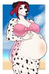  anthro beach canid canine canis clothing dalmatian domestic_dog female hair hi_res mammal porin pregnant seaside solo 