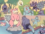  ambiguous_gender anthro dark_ishihara fak&eacute;mon feral group humanoid humor lightbulb machoke machop mammal marine nintendo open_mouth pink_body pok&eacute;mon pok&eacute;mon_(species) shellder shellder_(slowbro) slowbro slowpoke smile video_games water 