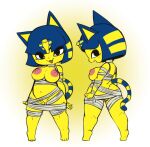  :3 animal_crossing ankha_(animal_crossing) anthro big_breasts breasts domestic_cat fangs felid feline felis female front_view genitals gradient_background huge_breasts looking_at_viewer mammal mostly_nude multiple_poses nintendo open_mouth open_smile pose pussy rear_view simple_background smile solo video_games vono white_background wraps 