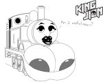  ambiguous_gender areola big_areola big_breasts black_and_white breasts cleavage clothed clothing cursed cursed_image hi_res kingfurryjion lips living_machine locomotive looking_at_viewer machine makeup mattel monochrome nipple_slip simple_background solo thick_lips thomas_and_friends thomas_the_tank_engine train vehicle what what_has_science_done white_background why 