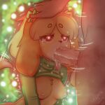  &lt;3 &lt;3_eyes animal_crossing anthro bodily_fluids breasts christmas conditional_dnp drooling duo female genitals hi_res holidays isabelle_(animal_crossing) male male/female nintendo oral penis saliva saliva_on_penis saliva_string sataenart sex tears tongue tongue_out video_games wizardlywalrusking 